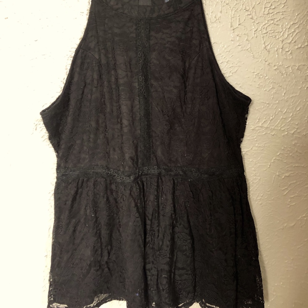 COPY - Black high neck lace tank top